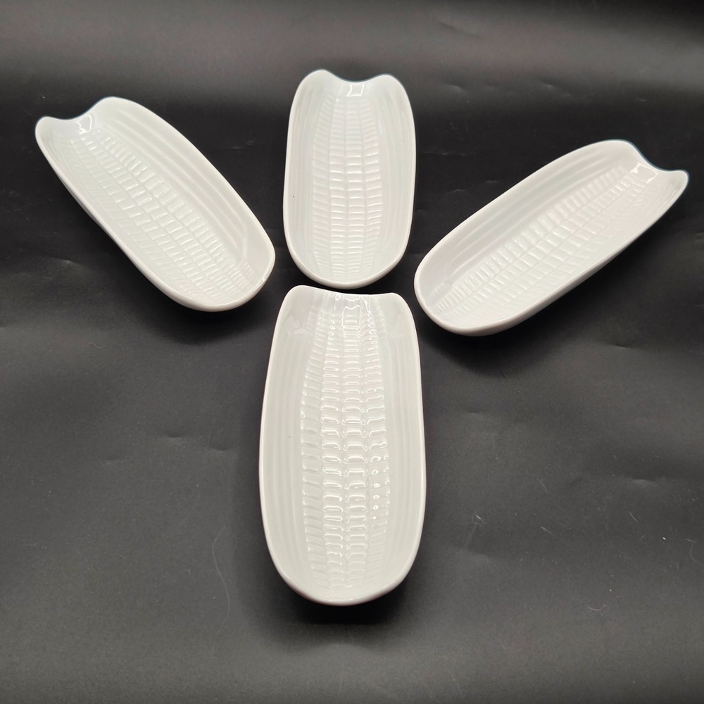 BIA Cordon Bleu 4 Corn On The Cob Dishes White Oven Microwave Dishwasher‎ Safe